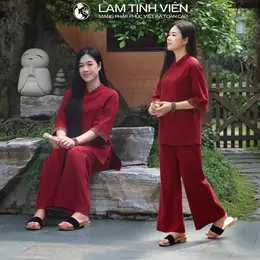 Bộ pháp phục Mật An đi Chùa lạy Phật trang nghiệm