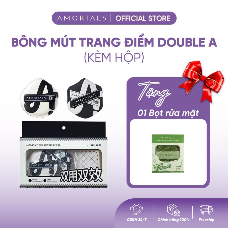 《AMORTALS》Bộ Bông Mút Trang Điểm Tán Kem Nền AMORTALS AA Cấu Trúc 3 Lớp Thông Thoáng Đàn Hồi Cao Không Bí Da Tạo Lớp Nền Tự Nhiên Mỏng Nhẹ Không Khô Mốc Nền Bông Mút Đánh Nền Đẹp Phù Hợp Makeup Artist Dùng Khô Và Ướt Kèm Hộp Đựng Mút Trang Điểm