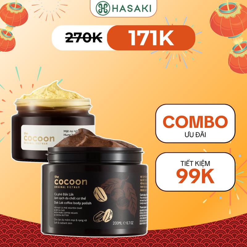  Combo Cocoon Mặt Nạ Nghệ Hưng Yên & Tẩy Da Chết Toàn Thân Cà Phê Đắk Lắk 30ml+200ml | HASAKI BEAUTY Dưỡng Da Body Dưỡng Body 