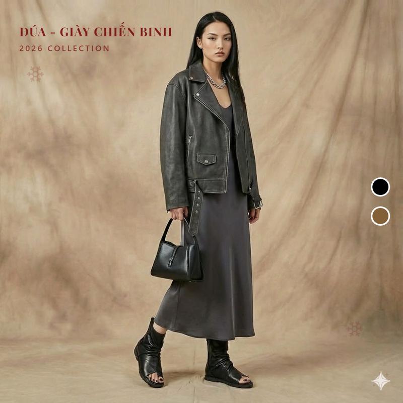 KAILI Giày Boot Xỏ Ngón Kaili Đế Độn 3.5 Phân B02 Boot Nữ Bốt Xỏ Ngón Boot Da Shoes Cổ Cao