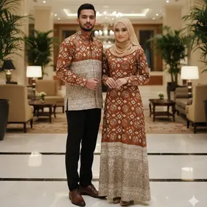BAJU COUPLE GAMIS & KEMEJA PRIA MOTIF JUMPUTAN PRADO PALEMBANG