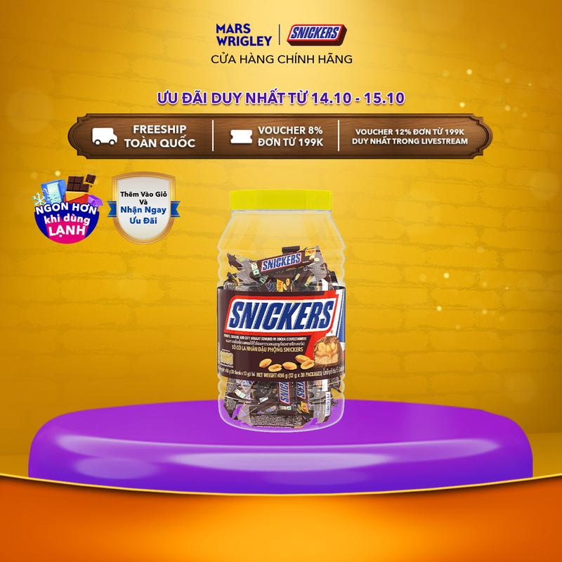 [Deal độc quyền] Hũ kẹo sô cô la nhân đậu phộng Snickers jar (38 thanh x 12g)