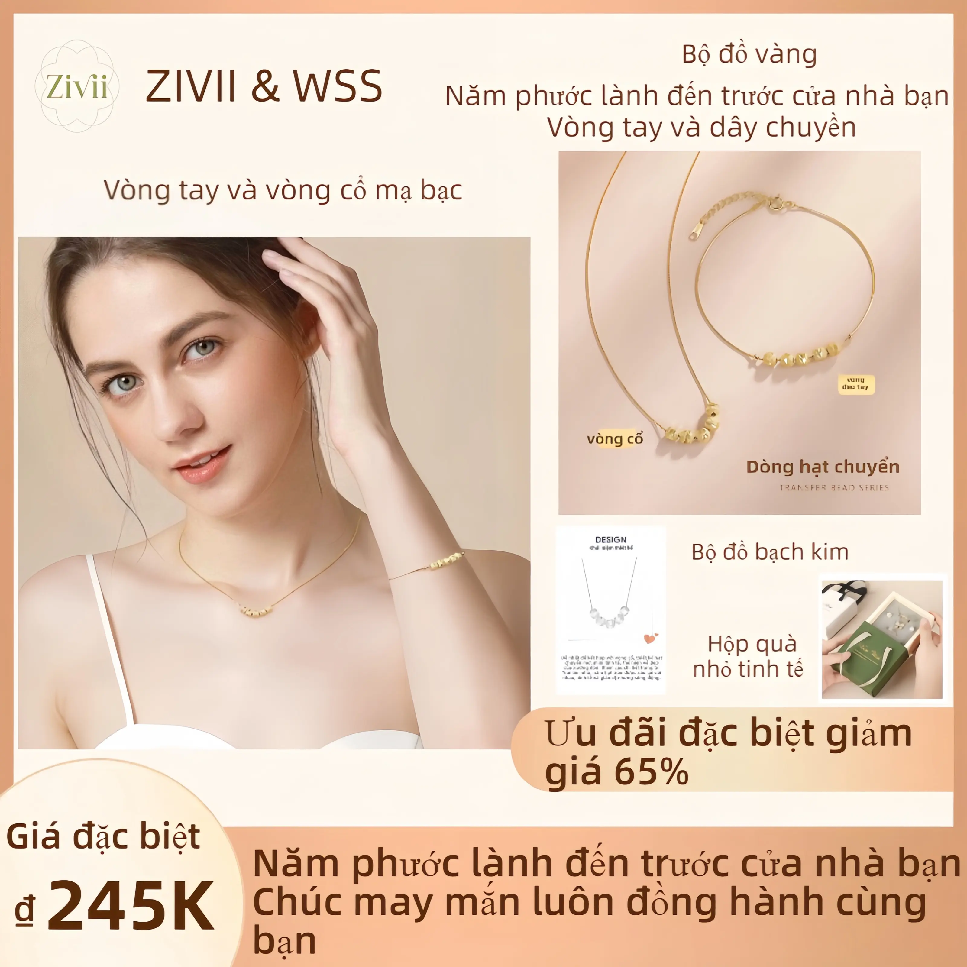 Dây chuyền hạt mạ bạc Fulinmen, mặt dây chuyền hạt may mắn mới cho xương đòn nữ, quà tặng sinh nhật, quà tặng ngày lễ tình nhân tay vong tang nguoi yeu