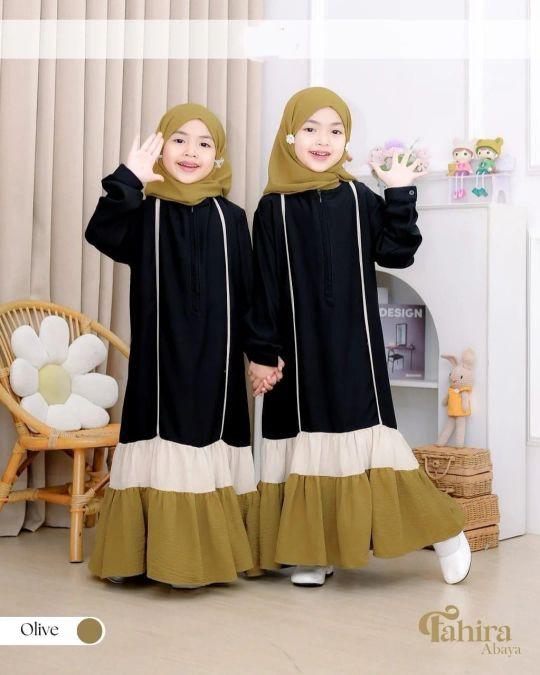 Product Introduction of Gamis Lebaran Anak Perempuan Simple Elegan Untuk Anak Usia 6 7 8 9 Tahun Fahira Kids Abaya Set Hijab Bahan Crinkle Resleting Depan Bagian Tangan Karet Pakaian Muslim Anak Perempuan Kekinian 9