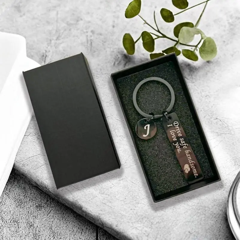 Drive Safe Keychain Stainless Steel  26 A-Z Letters Key Chain Father Valentine's Day Gift FOR him