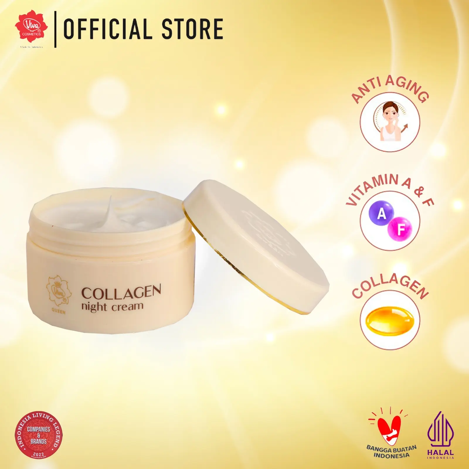Viva Queen Collagen Night Cream with Vit A & F (22gr) Vitamin Wajah
