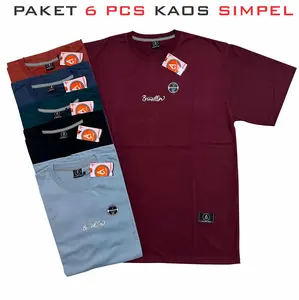 Paket Grosir 6 [EXTRA 1 KAOS= 7 KAOS]  Kaos Cowok Distro Dewasa MOTIF SIMPEL Dan GAMBAR SIZE M-L-XL-XXL-XXXL-XXXXL ACAK SEMI Katun 24s Sablon Atasan Santai Pria Casual Distro Oblong Pendek Baju Garis Nyaman Polos Keren