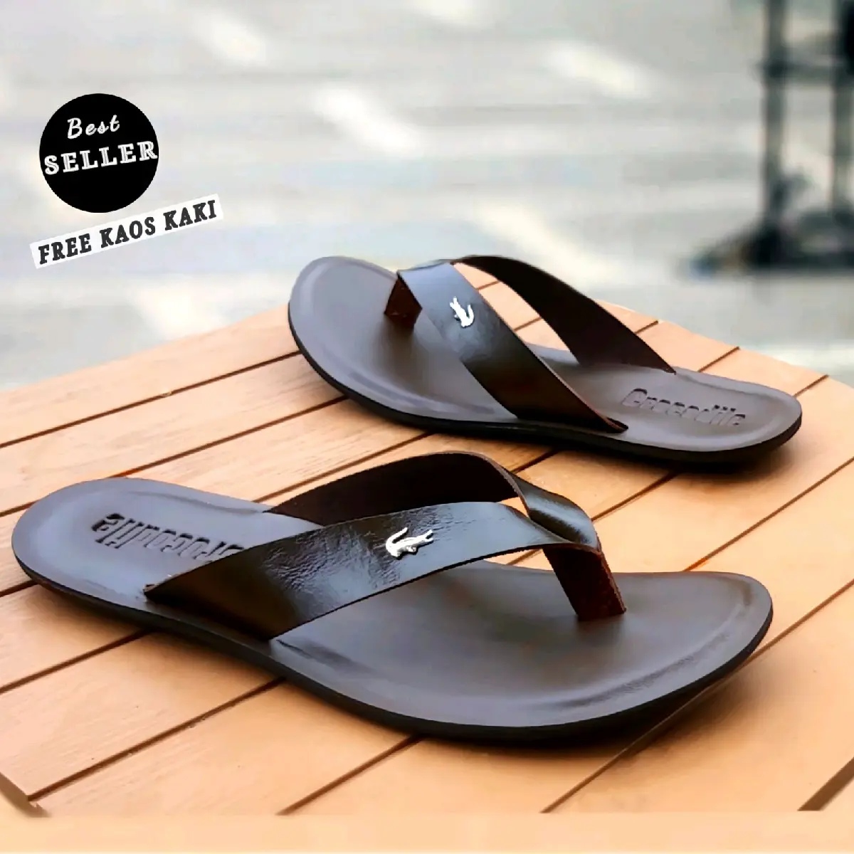 Best Quality - Sandal Pria Jepit Morin Kulit Sapi Asli Slide Cowok Kasual Premium Hitam Coklat