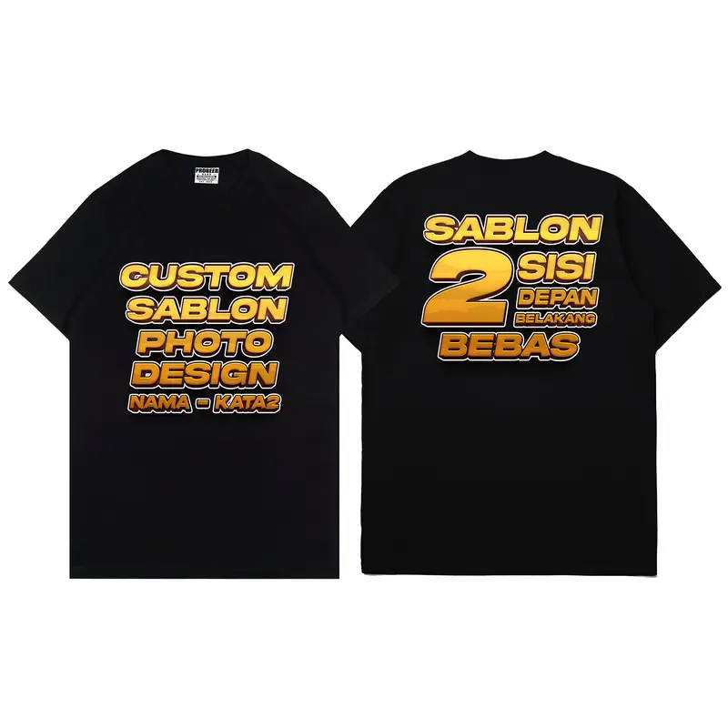 Kaos Custom Sablon Satuan Dua Sisi ( FREE JASA DESIGN ) Cotton Combed 30s - Sablon Dtf 0