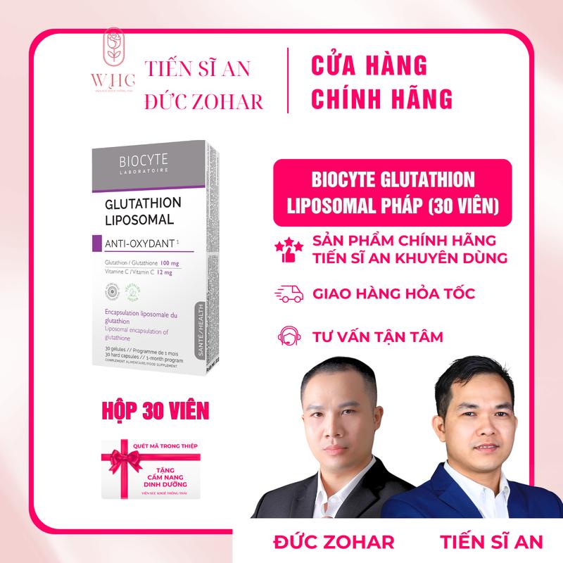   AFF  Biocyte Glutathion Liposomal hỗ trợ dưỡng trắng da & sức khoẻ nhập khẩu Pháp hộp 30 & 90 viên  Tặng cẩm nang dinh dưỡng  