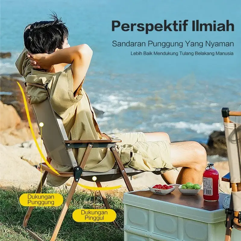 TrailTop Kursi Lipat Dengan Gagang Kayu Kursi Camping Kermit Kursi Pantai Lipat Beban 150kg 3