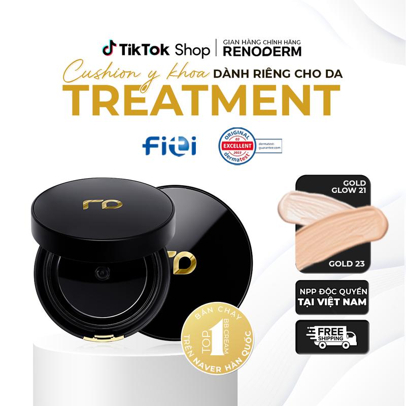 MẪU MỚI Phấn Nước Cushion RenoDerm Day Long BB Cream Gold Glow SPF37+ PA++ 15g - Kem Che Khuyết Điểm Dưỡng Da Mịn Màng & Căng Bóng - Chính Hãng 100%