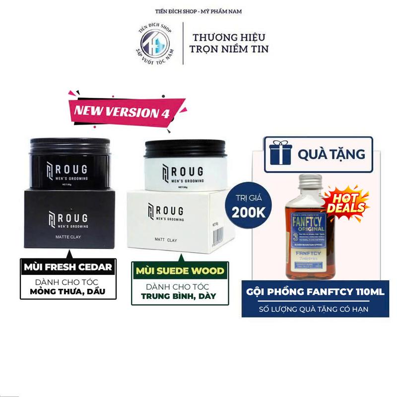 Sáp vuốt tóc Roug Men's Grooming Matte Clay 90gr màu đen , Matt Clay 90gr màu trắng chính hãng + Gôm Butterfly 150ml hoặc Bọt tạo kiểu tóc Butterfly Shadow 80ml | Tặng Theo Phân Loại Nam Nữ Women Chăm Sóc Tóc Dưỡng Tóc