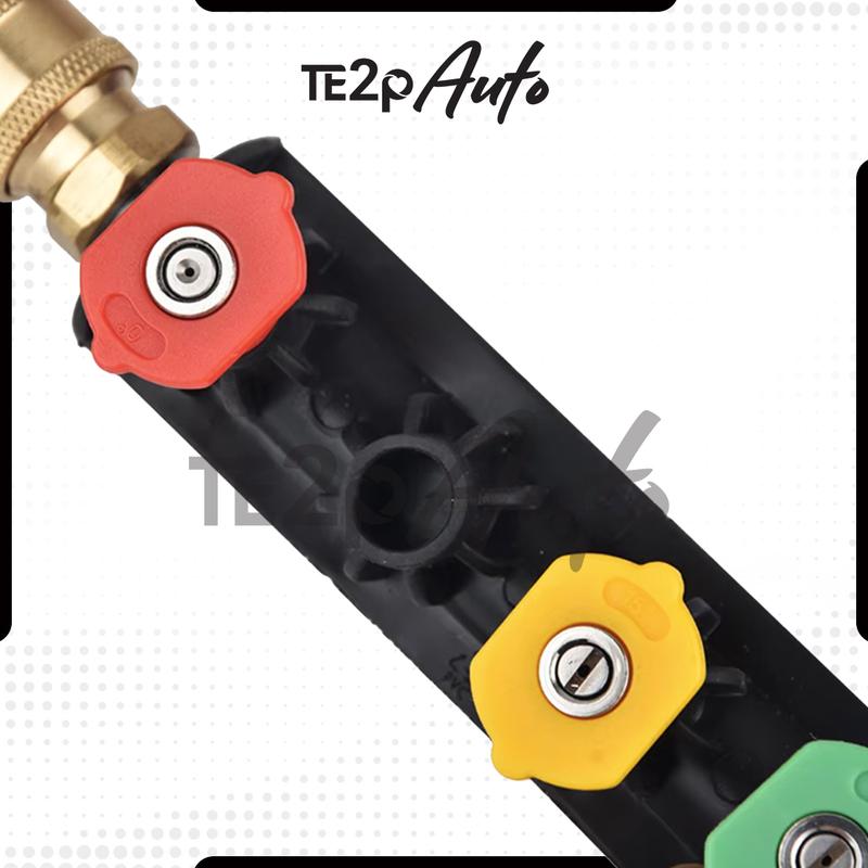 Te2p Auto Kepala Semprotan 1/4" Quick Release Adaptor 1Set Extension Wand Stick + Nozzle Tip 5Pcs Adaptor Kepala Semprotan Tembakan Gun Mesin Jet Cleaner High Pressure Wasser Steam Mesin Tenakanan Tinggi Quick Release Nozzle Sprayer Adaptor Stick Stik Rod 3