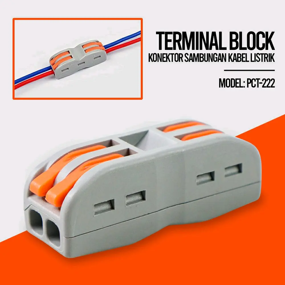 Konektor Blok Terminal Guillermo PCT-222 untuk Sambungan Kabel Listrik, 1 Buah - Tembaga