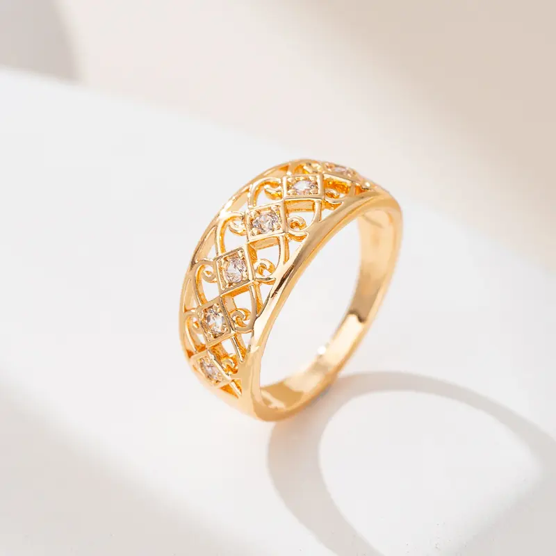 Cincin Kotak Full Permata Zircon Dan Wajik Ukir Xuping Premium Dewasa by Yunqi Jewellery - Rings 5