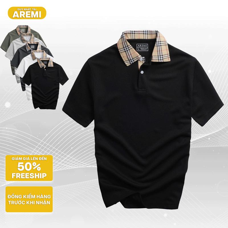 Áo polo tay ngắn cổ trụ AREMI chất vải cotton tổ ong mềm mịn cao cấp thiết kế trẻ trung thanh lịch Menswear Top Shirt Có Cổ