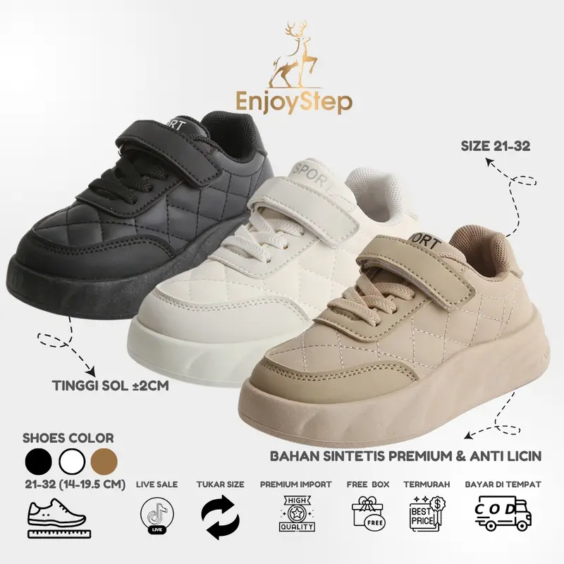 Enjoystep - Sepatu Anak Perempuan Sneakers Anak Import Premium Quality S206 Fashion 0