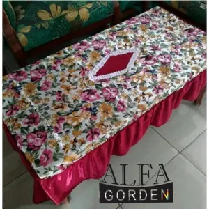 Taplak Meja Rumbai Motif Bunga untuk Ruang Tamu - Murah Dekorasi