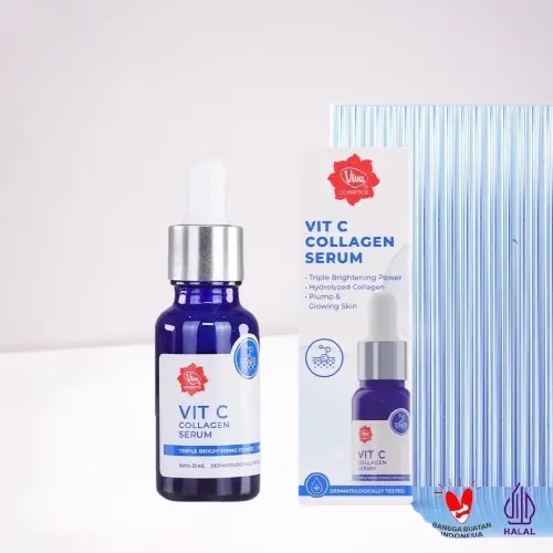 Viva Vitamin C Collagen Serum with Triple Brightening Power, 2% Vitamin C, 2% Niacinamide | Viva gold whitening serum Essence Wajah 3