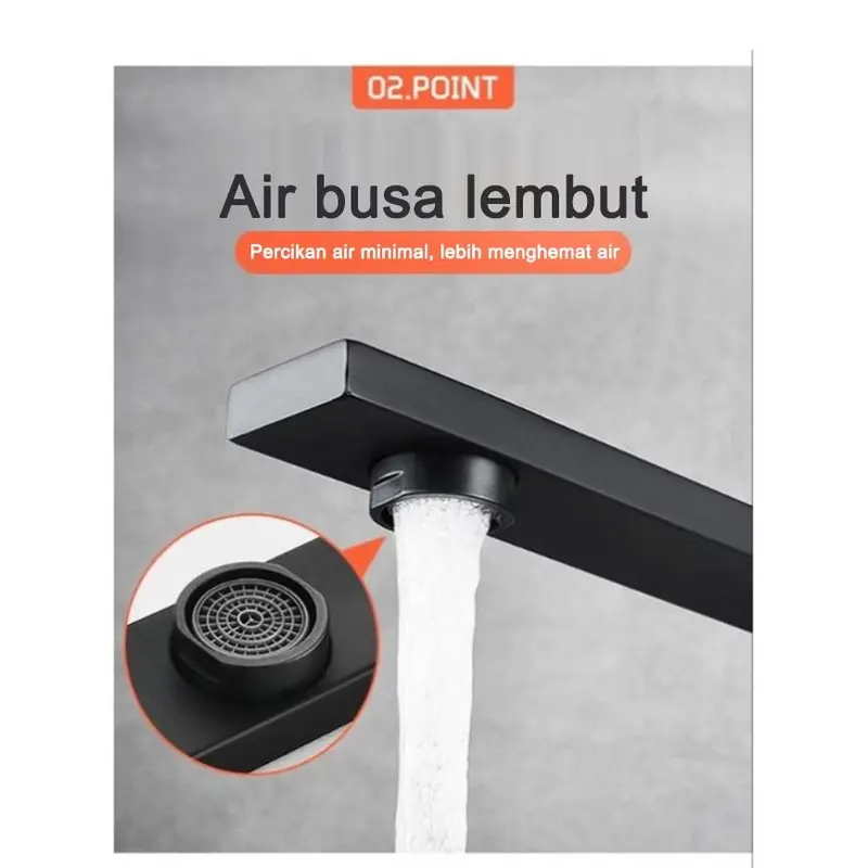 Kran Tembok Air Bak Mandi/Hitam Kran Angsa/Keran Wastafel Dapur/Kran Shower Kran Tembok Panjang 2