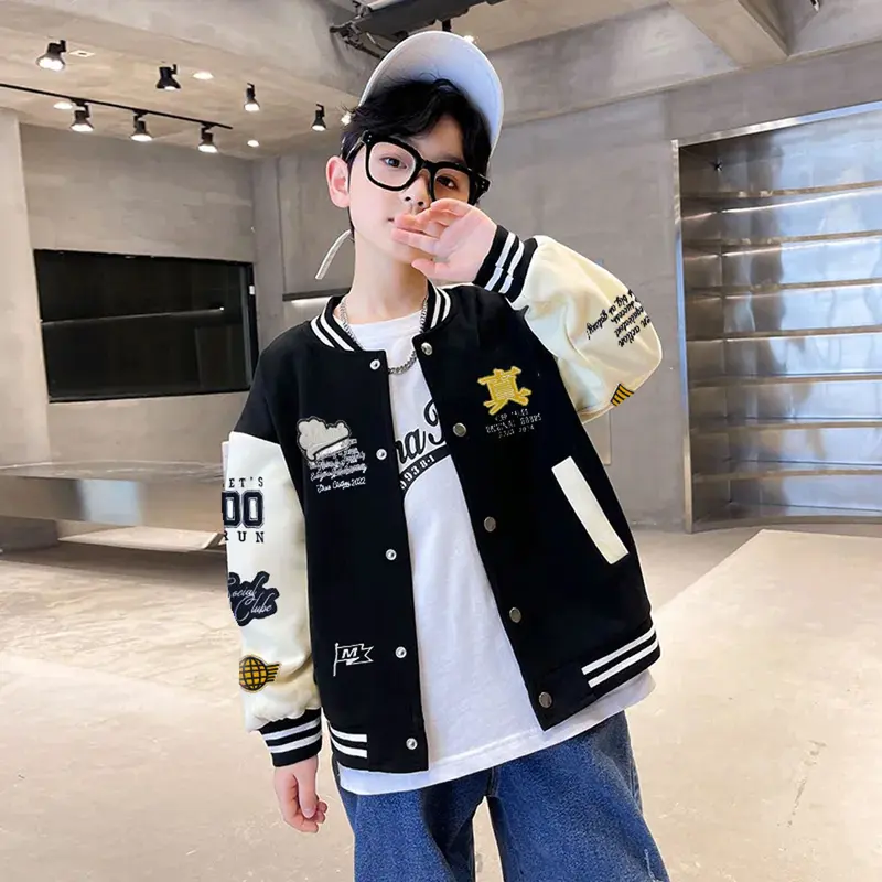 Jaket Varsity Anak Usia 2 - 15 Tahun Teks Full Bordir / Jaket Baseball Anak Bordir Terbaru Fleece Keren Panjang Logo Bordir Nyaman Tebal jaket vintage anak 0
