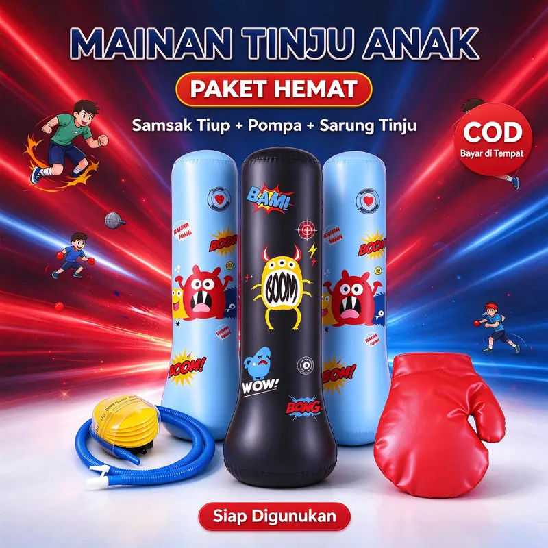 STERIL PLUS Children's inflatable boxing column 120CM Bahan PVC Mainan ...