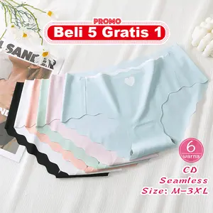Isi 6pcs Celana Dalam Seamless Wanita CD Mulus Premium Quality Es Sutra CD Seamless wanita Dewasa Setengah Lusin 1005 Set Motif Love Waist Isi 6pcs Celana Dalam Seamless Wanita CD Mulus Premium Quality Es Sutra CD Seamless wanita Dewasa Setengah Lusin 1005 Set Motif Love Waist
