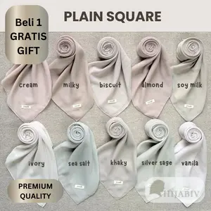 Hijab segi empat pollycotton premium motif polos