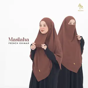 Maslaha Niqab l New French Khimar Daily French Khimar Crinkle Airflow Free CadarNiqab Jilbab Syari Muslim Jilbab Kerudung Instan
