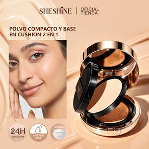 【l】sheshine novo-cushion bb +polvo compacto 2-en-1 base de maquillaje extracto de centella asiática con protección solar spf 35+ y ácido hialurónico para piel radiante y control de brillo en 30 segundos sheshine2002