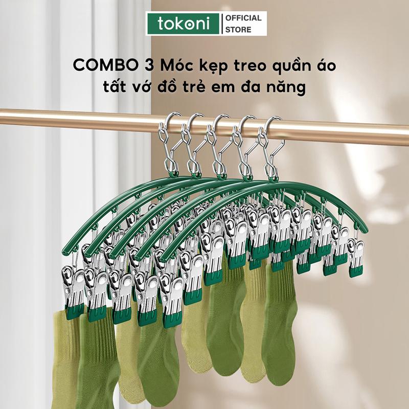 COMBO 3 Móc Kẹp Quần Áo Chống Trượt Chống Gió JYoohome Móc Treo Đồ Trẻ Em Người Lớn Tất Vớ Đa Năng