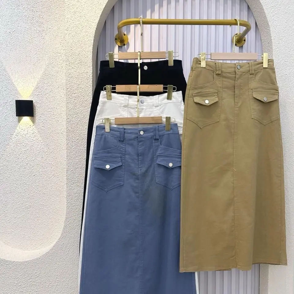 Rok jeans span Panjang Wanita