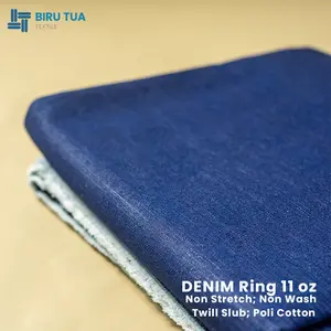 Bahan Blue Jeans 11 Oz Non-Stretch Ring Denim Biru Tua Indigo Poli Katun - 0,5 YARD (45 cm)