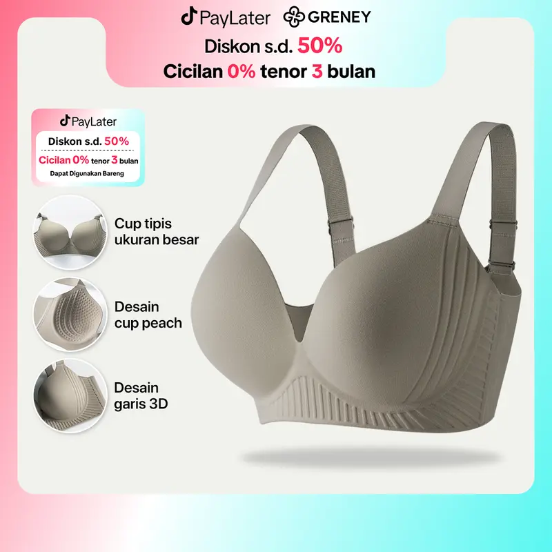GRENEY-Gbras-Bra One Piece Warna Bh Wanita Beha Tanpa Kawat Cewek Lingerie Push up Berbentuk dan Nyaman Basic Plain  Push up Busa Tingkatkan Mengumpulkan PD Wireless Seamless Tipis-89849 0