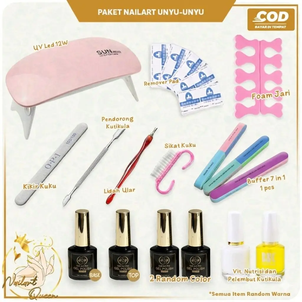 Paket Nailart pro unyu unyu untuk pemula / set kumplit nailart