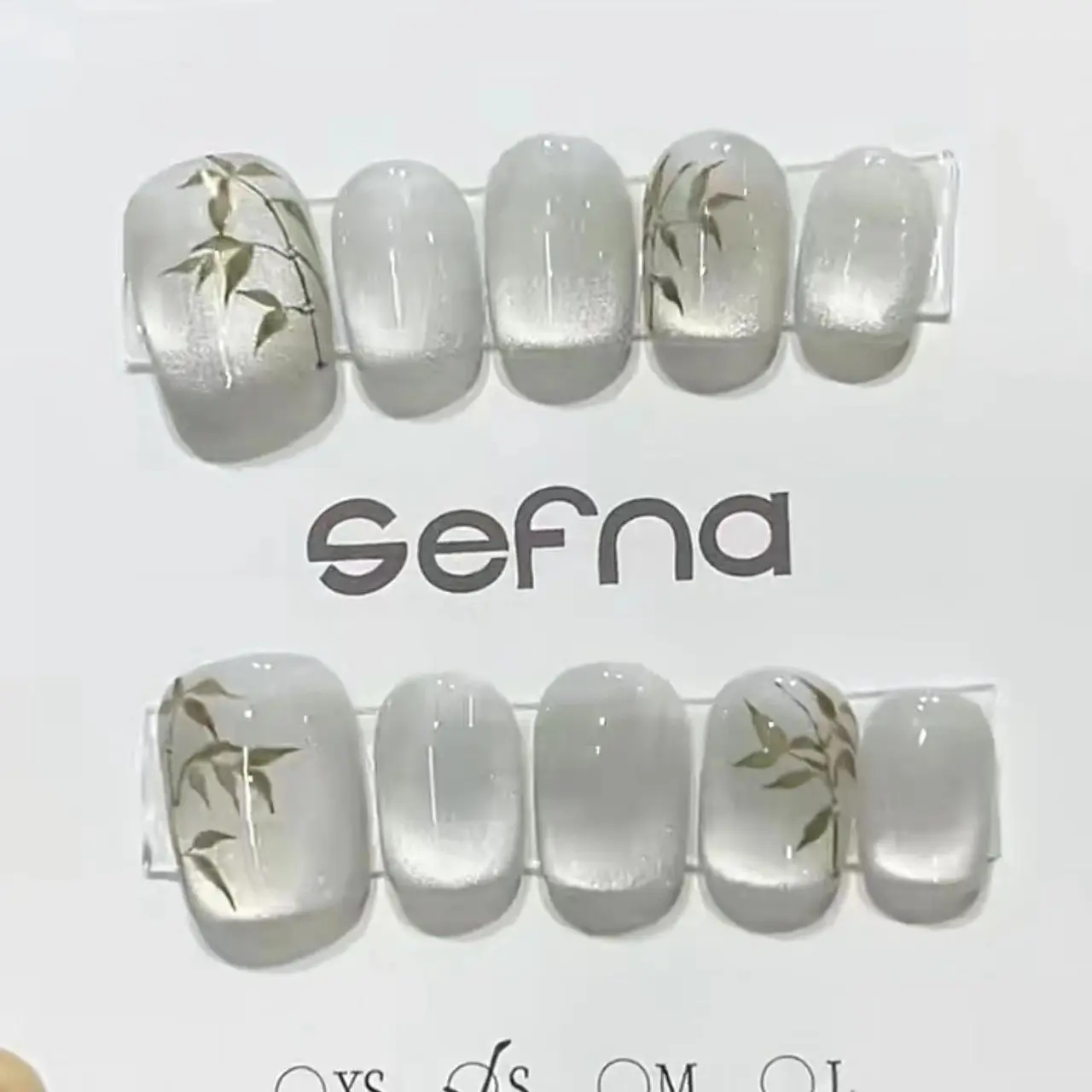 Elegant Chinese Style Nail Patches | Handmade Cat Eye & Ink Design | Short Fake Nails
