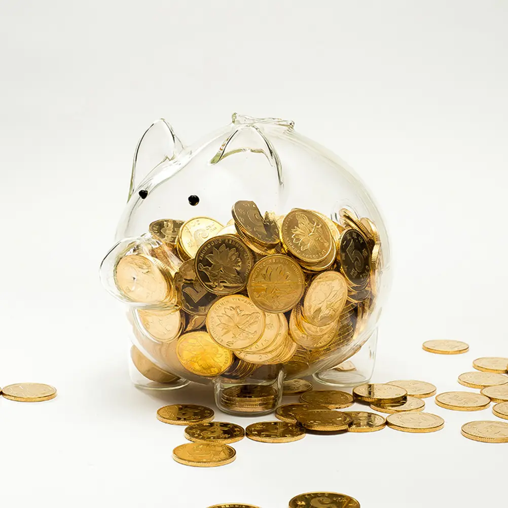【READY STOCK】Piggy Bank Coin Machine Kids Decoration Child Glass High Borosilicate 14X11X10cm