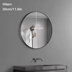 Cermin kamar mandi bundar yang Cermin Gantung Dinding Cermin Kamar Mandi / Cermin Estetika Minimalis 30cm/40cm/50cm/60cm - Hitam cermin/30cm