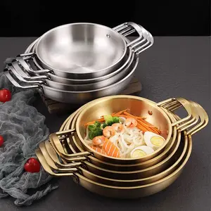 Panci Masak Mangkok Korean Ramen Ramyun Noodle Soup Cocking Pot Stainless Gold 18 20 22 cm -ZS