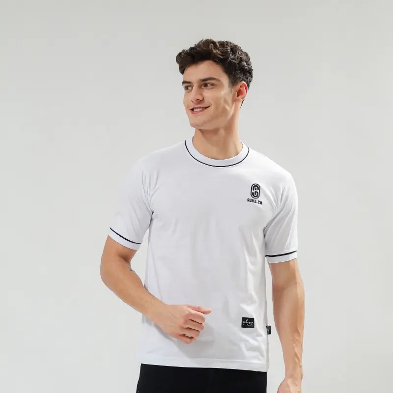 Suke Kaos Stripe pria putih katun combed 24s PREMIUM