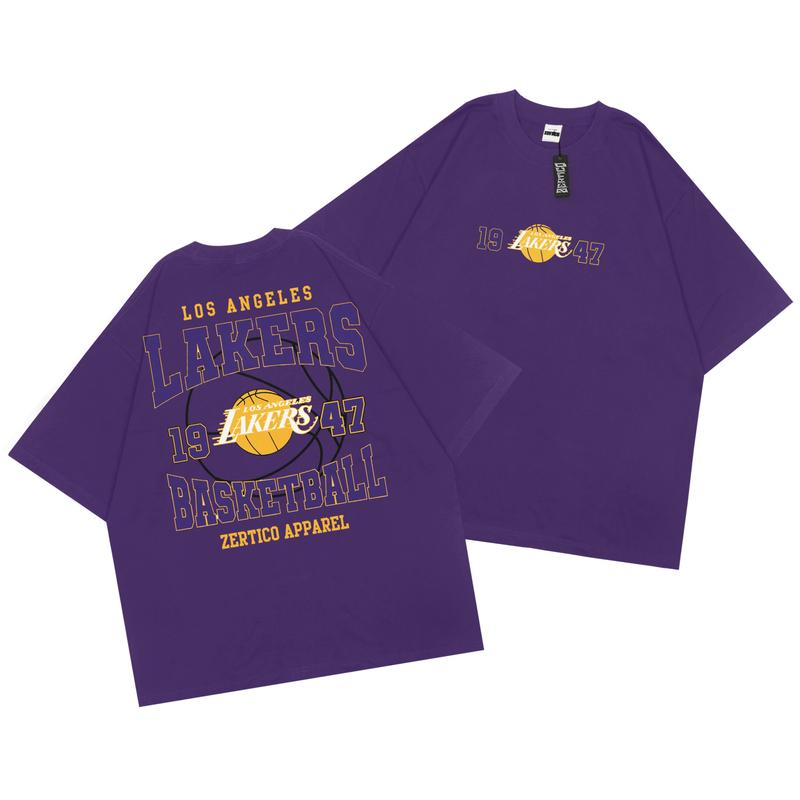 Product Introduction of Zertico Kaos Distro LAKERS 1947 UNGU Pria Wanita Cotton Combed 30s 3