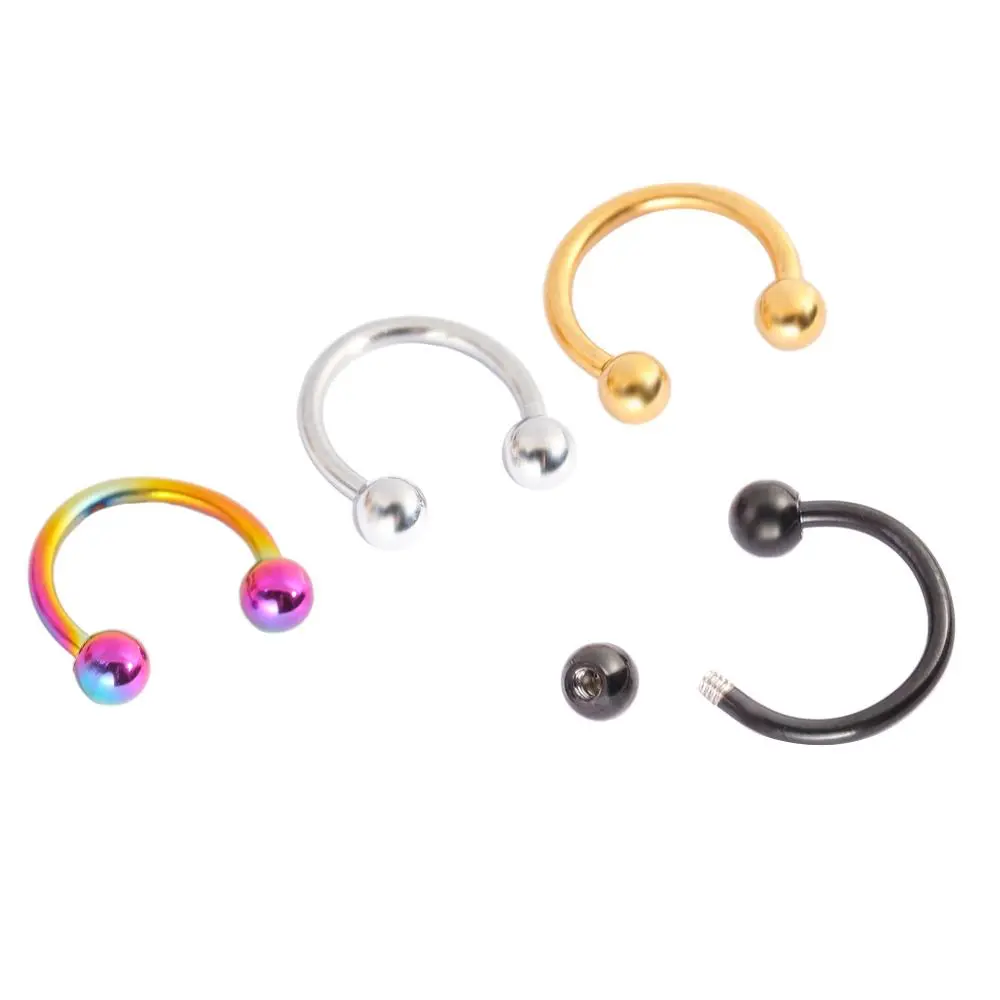 Helix Tragus Hoop Ball Stainless Steel Circular C Shape Jewelry Body Piercing Nose Rings Lip Rings