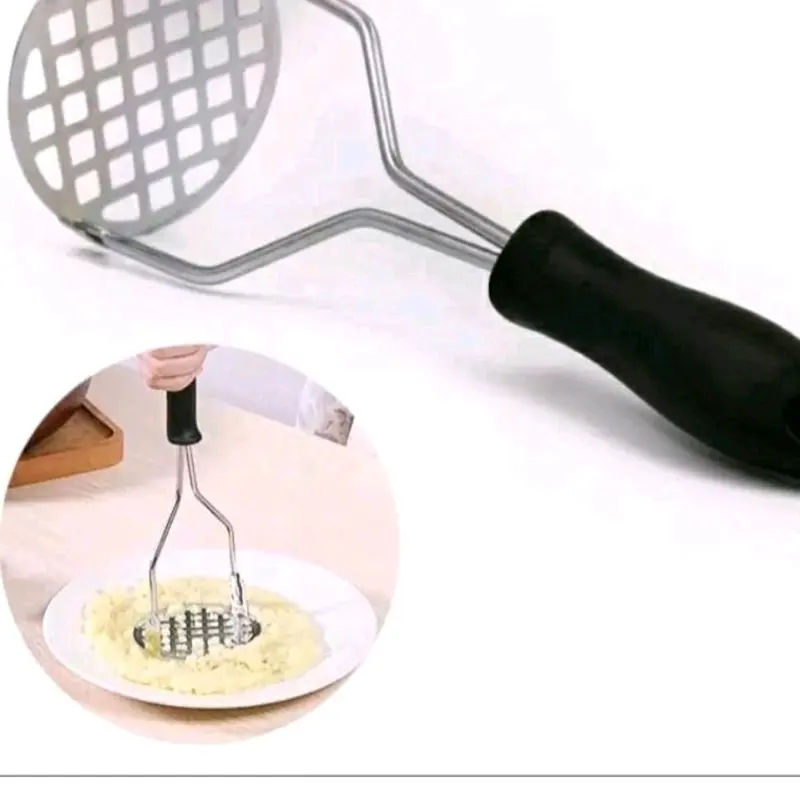 XL. Alat press penekan daging burger pelumat potato masher penghancur kentang Gagang karet stainless Plastik Steel 1