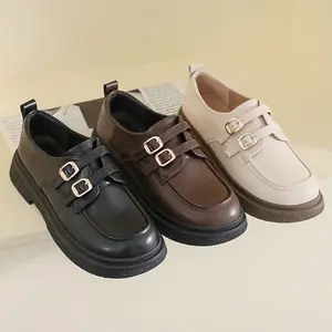 DIATA Sepatu Docmart Wanita Casual Kerja Htam Sneakers Vintage Oxford