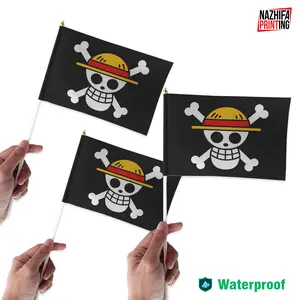 Nazhifa Printing - Bendera Tangan One piece Mugiwara Luffy Bendera Stik Kecil Bahan Anti Air