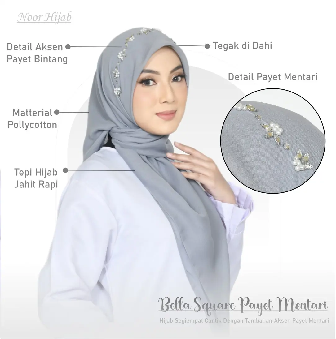 Part1- Segiempat bella pearly / Segiempat bella payet / hijab kondangan 30 warna +++ Square Mewah Kerudung Muslim