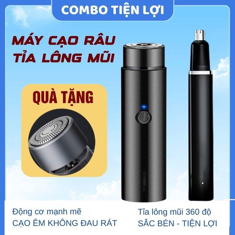 TẶNG 1 ĐÀU DAO CẠO Combo máy cạo râu và tỉa lông mũi thế hệ mới lưỡi dao tự mài sắc bén thiết kế nhỏ gọn dễ dàng mang theo dao cạo râu diện nổi bo từng đường viền khuôn mặt kèm máy cắt lông mũi