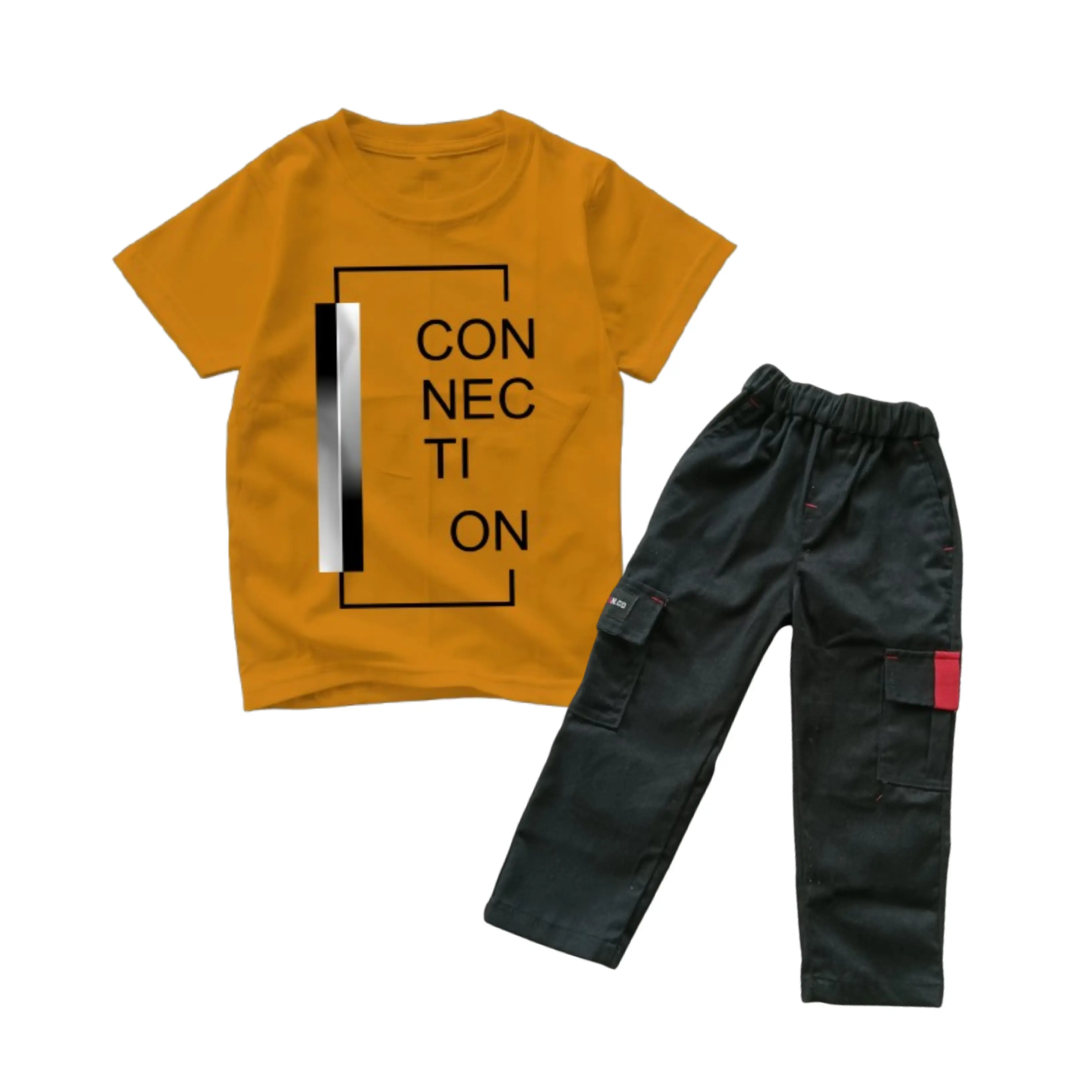 Setelan Anak Celana Cargo & Kaos Distro Lengan Pendek Usia 3,5 - 14 Tahun - Fashion