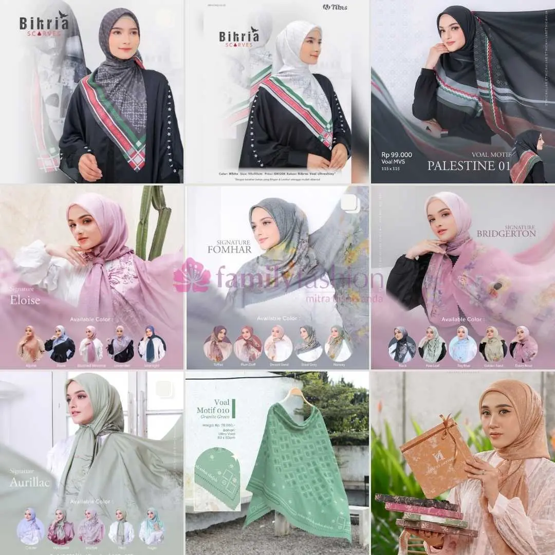 HIJAB SEGI EMPAT ETHICA VOAL MOTIF 010, ETHICA HIJAB PLSTN 01, NIBRA'S BIHRIA SCARF, NADHEERA LUXURY DAHLIA | SYAR'I VOAL (JUMBO)